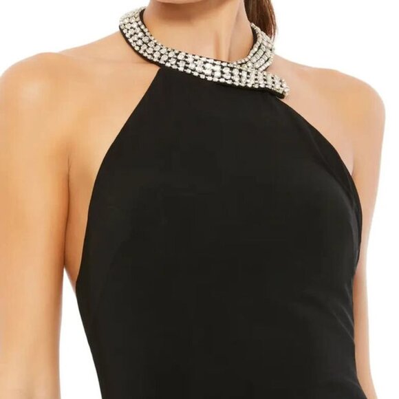 Mac Duggal Black Crystal Halter Jersey Gown - Picture 5 of 5